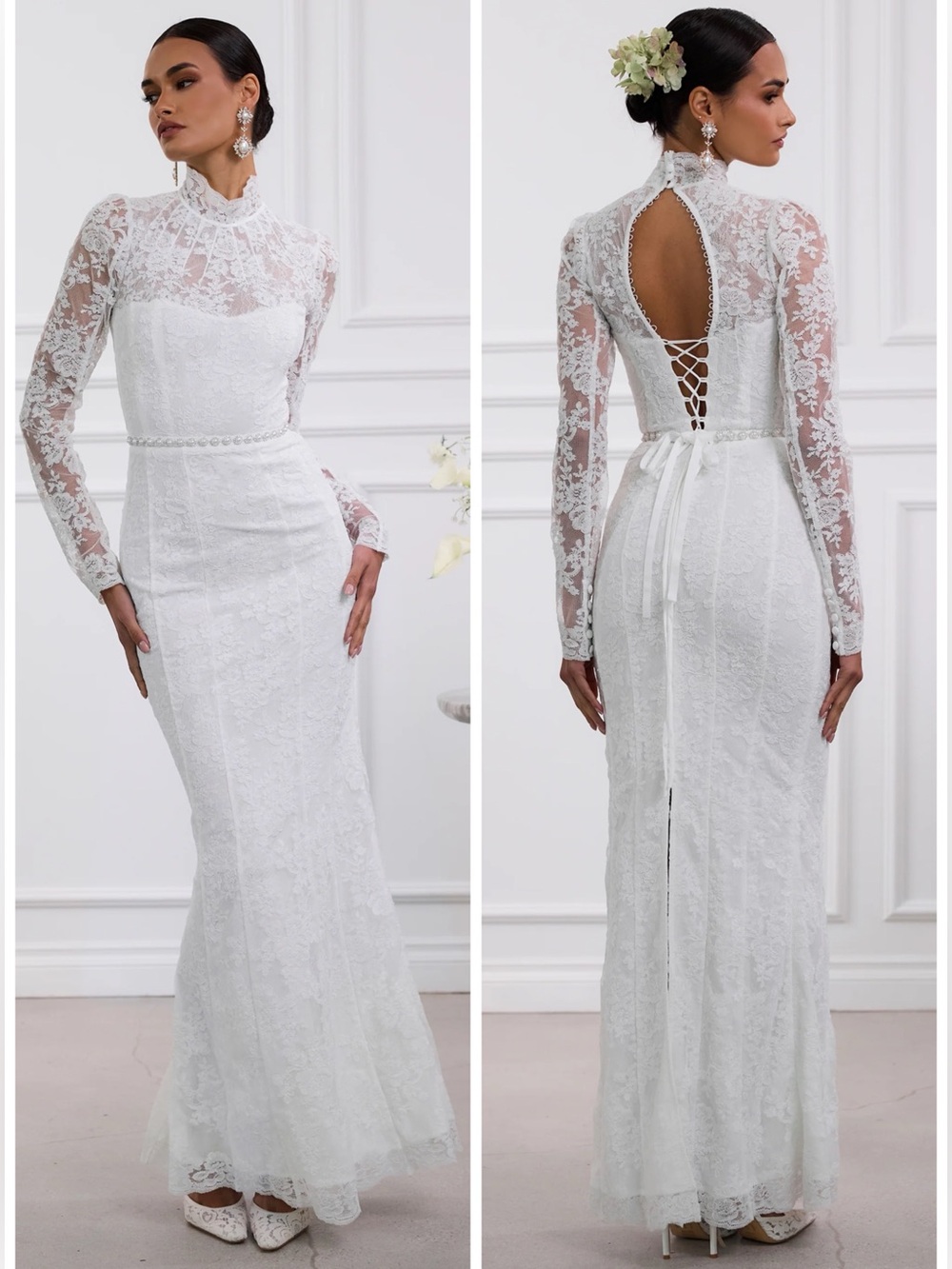 NWT V. Chapman Jules Wedding Dress White Chantilly Lace